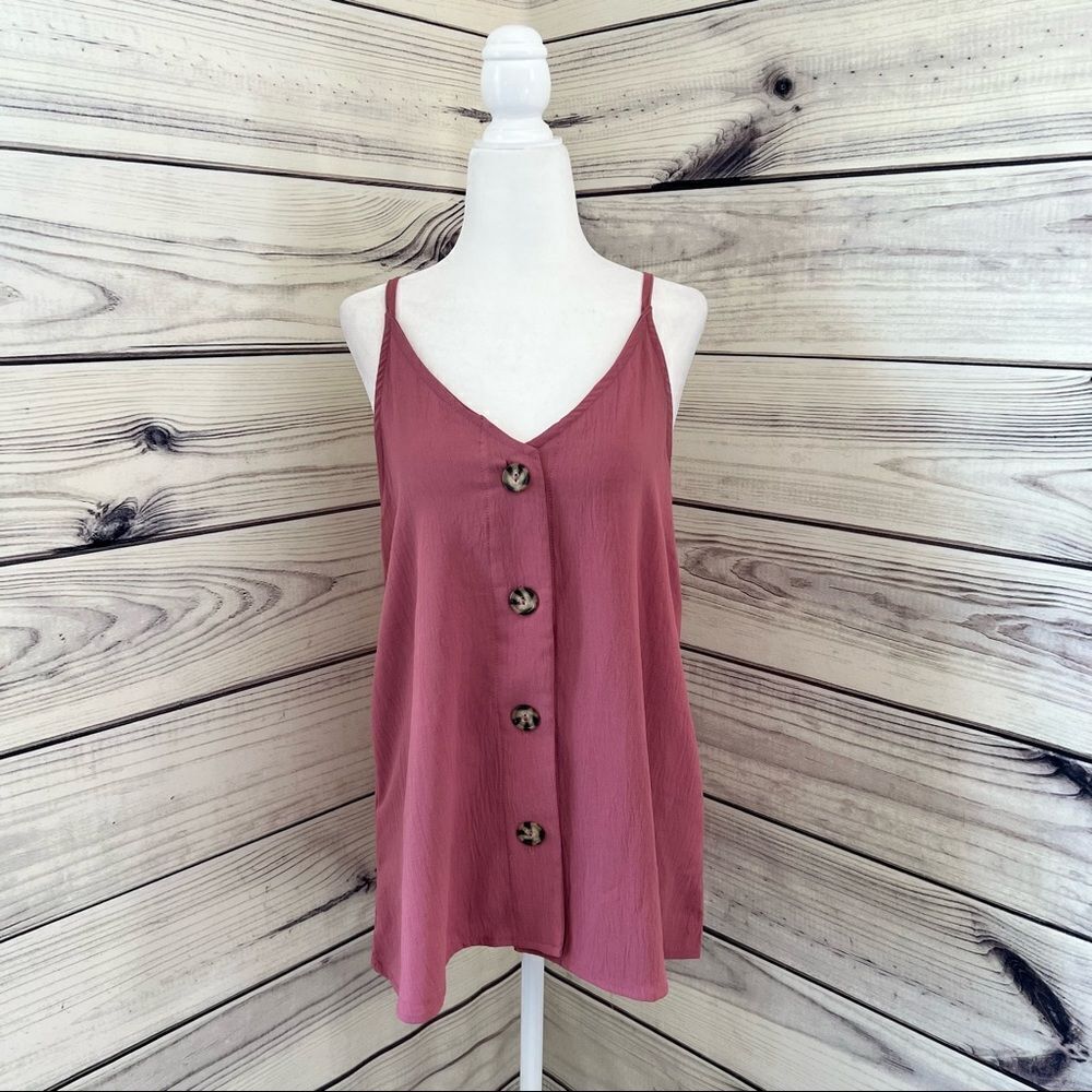 MINT Julep Boutique Mauve Pink Button Down Tank Top Small
